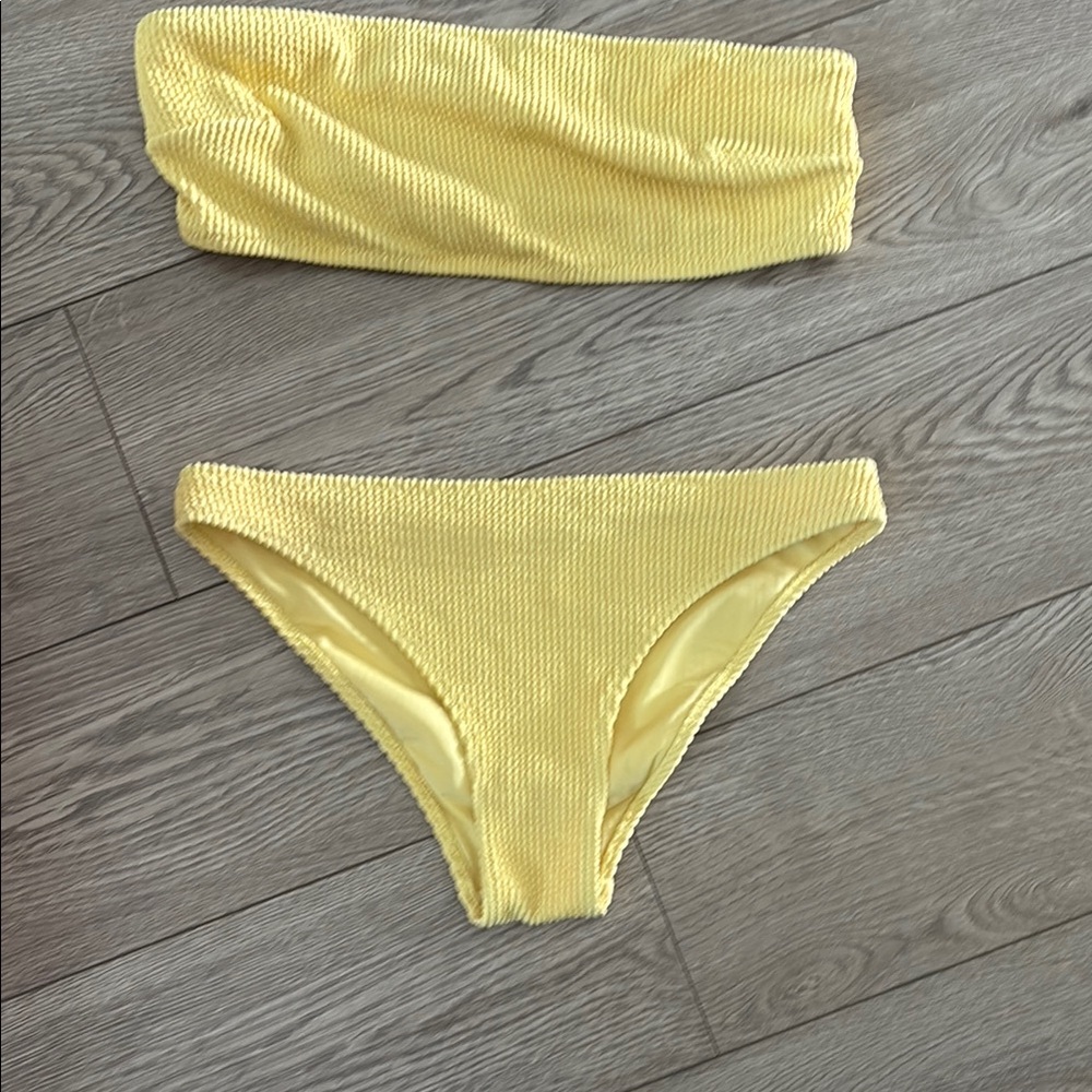 Yellow Textured Bikini Set